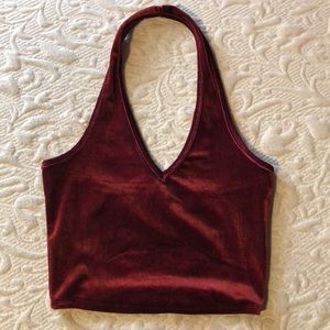Cute maroon velvet halter crop top! *NEVER WORN*